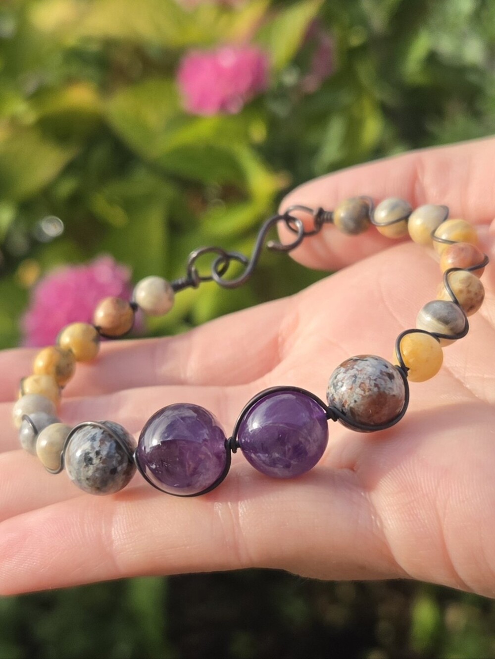 Handmade Copper & Beads Boho Bracelet